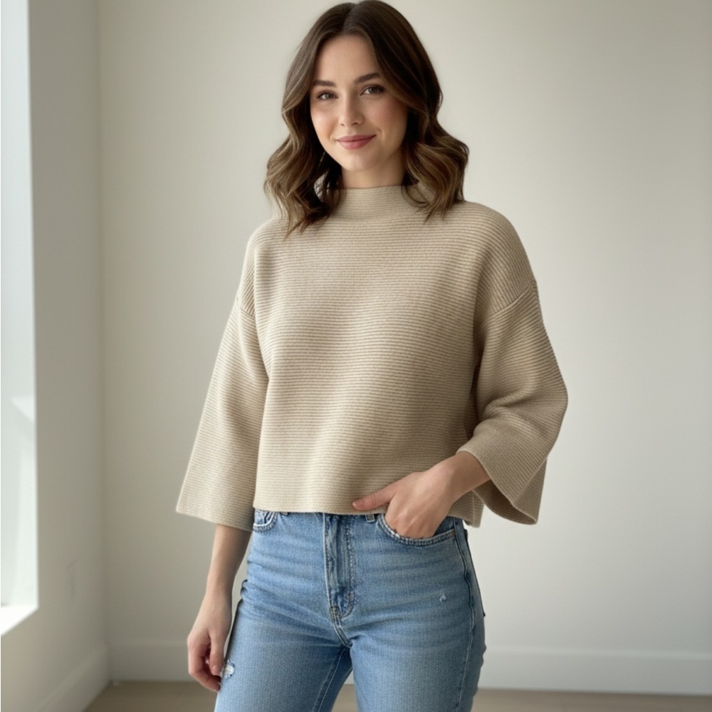 Joseph A Beige Women's Turtleneck Sweater